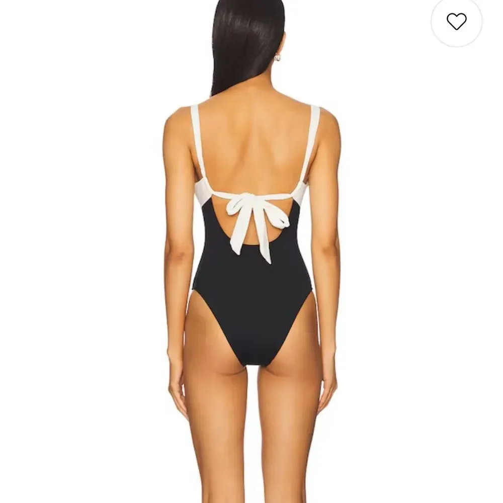 LSPACE Descanso One Piece Swimsuit - Black-Cream - Size M NWT